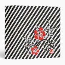 Hibiscus Decor | black stripes Vinyl Binder