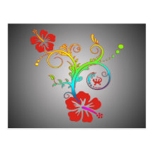 Hibiscus Decor Coloured Postcards