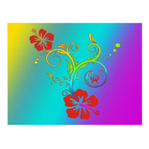 Hibiscus Decor Coloured Postcards