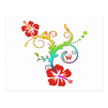 Hibiscus Decor Coloured Postcards