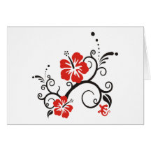 Hibiscus Decor in black & red Card