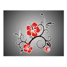 Hibiscus Decor in black & red Postcards