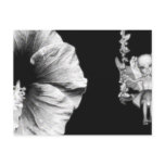 Hibiscus & Fairy On Flower Swing B&W Halftone Post Cards
