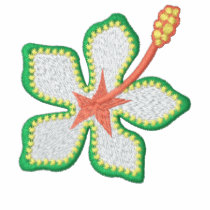 Hibiscus flower embroidered women's polo shirt