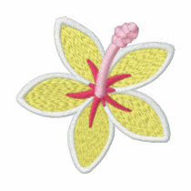 Hibiscus flower embroidered women's t-shirt