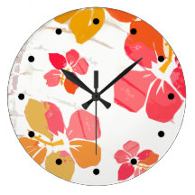 Hibiscus Flower Paper Lantern Wall Clock