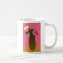 Hibiscus Flowers in a Vase Digital Art Coffee Mugs