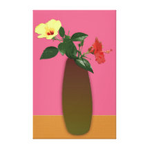 Hibiscus Flowers in a Vase Wrapped Canvas Gallery Wrapped Canvas