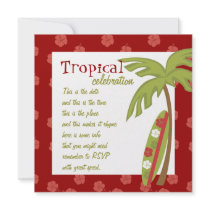 Hibiscus Surfboard Invitations