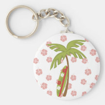 Hibiscus Surfboard Keychains