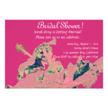 Hibiscus tropical exotic floral bridal shower announcement