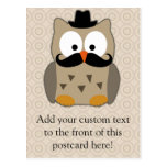 Hibou avec la moustache et le chapeau cartes postales