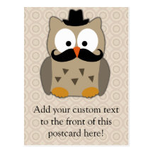 Hibou avec la moustache et le chapeau cartes postales