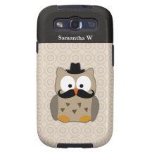 Hibou avec la moustache et le chapeau étuis galaxy SIII