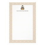 Hibou avec la moustache et le chapeau papier à lettre personnalisé