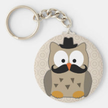 Hibou avec la moustache et le chapeau porte-clef