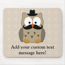 Hibou avec la moustache et le chapeau tapis de souris