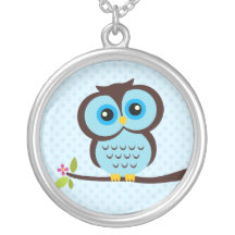 Hibou bleu simple pendentifs