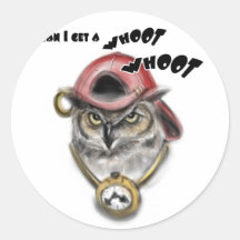 Hibou de huée autocollant rond