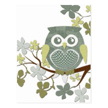 Hibou de point de polka dans l'arbre cartes postales