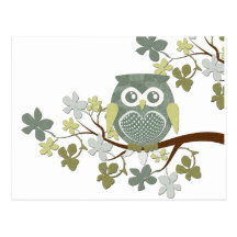 Hibou de point de polka dans l'arbre carte postale