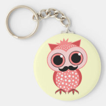 hibou drôle avec la moustache porte-clés