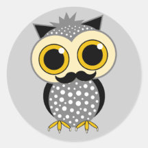 hibou drôle de moustache adhésifs