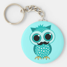 hibou drôle de moustache porte-clé
