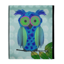 Hibou floral bleu coques iPad
