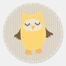 Hibou jaune mignon autocollants ronds