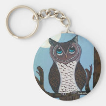 Hibou Keychain, hibou lunatique mignon Porte-clés