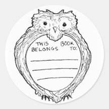 Hibou Libris Autocollants Ronds