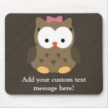 Hibou mignon de bébé avec l'arc rose tapis de souris