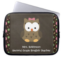Hibou mignon de bébé, rose/vert/Brown Trousse Ordinateur