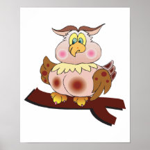 hibou potelé mignon poster