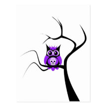 Hibou pourpre de crâne de sucre en carte postale d