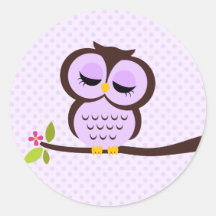 Hibou pourpre mignon autocollant
