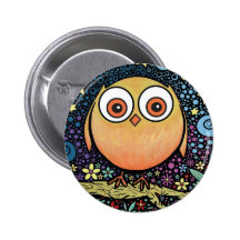 Hibou psychédélique badges avec agrafe