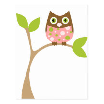 Hibou rose de bébé cartes postales