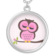 Hibou rose simple colliers personnalisés
