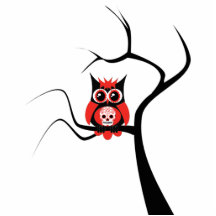 Hibou rouge de crâne de sucre dans la sculpture en découpage en acrylique