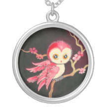 Hibou rouge doux collier personnalisé