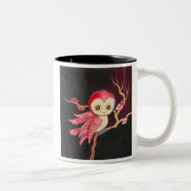 Hibou rouge doux mugs à café