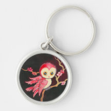 Hibou rouge doux porte-clés