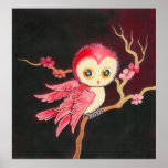 Hibou rouge doux posters