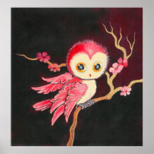 Hibou rouge doux posters