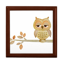 Hibou somnolent dans la boîte-cadeau d'arbre boîtes à souvenirs