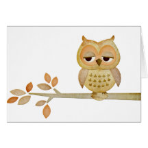 Hibou somnolent dans l'arbre cartes de vœux