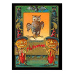 Hibou vintage de Halloween Carte Postale