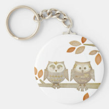 Hiboux d'amour dans l'arbre Keychain Porte-clefs